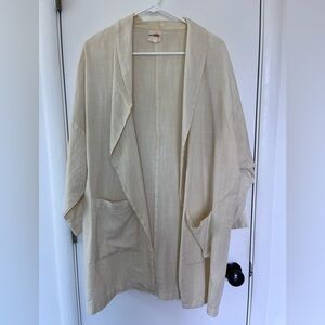 neve & hawk Cream Lightweight Textured kimono blazer